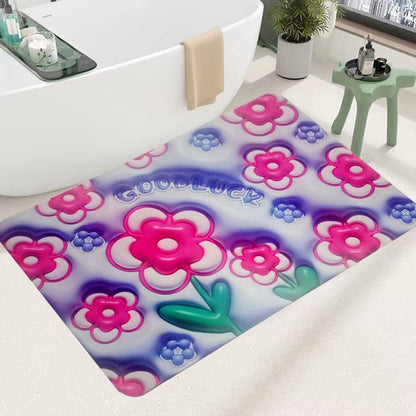 3D Flower Desing Bathroom Rugs Non Slip Bath Mat, Quick-Drying Bathroom Mats Cute Extra Soft Absorbent