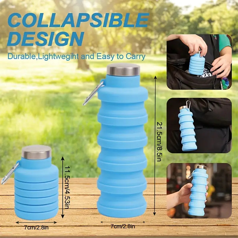 Single Pack, 500Ml Collapsible Water Bottle, Silicone Stretchable Cup, Portable Foldable Travel Water Bottle.