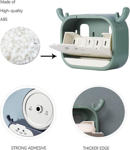 Wall-Mounted Deer-Shaped Soap Box with Flip Drain and Tray