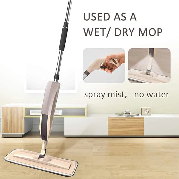 350ml Spray Mop Broom Set, Magic Mop Wooden Floor Flat Mop, Reusable Microfiber Pads Lazy Mop
