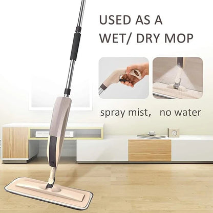 350ml Spray Mop Broom Set, Magic Mop Wooden Floor Flat Mop, Reusable Microfiber Pads Lazy Mop