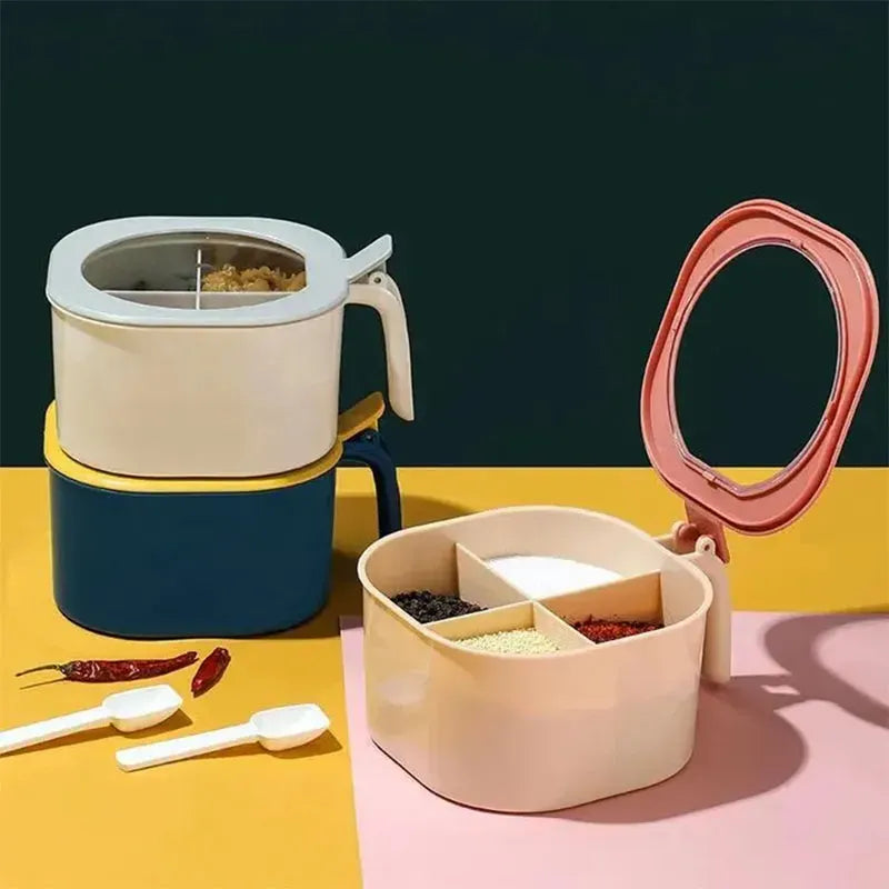 JOYFEEL 350ML 4 in 1 Condiment Jars Seasoning Box Set Spice Storage