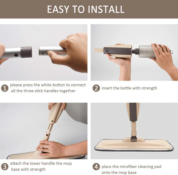 350ml Spray Mop Broom Set, Magic Mop Wooden Floor Flat Mop, Reusable Microfiber Pads Lazy Mop