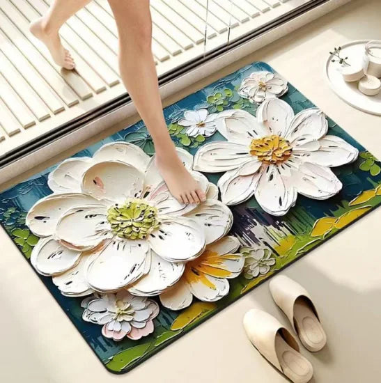 3D Flower Desing Bathroom Rugs, Non Slip Bath Mats, Quick-Drying Bathroom Mats, Cute Extra Soft Absorbent