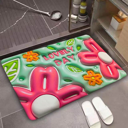 3D Flower Desing Bathroom Rugs Non Slip Bath Mat, Quick-Drying Bathroom Mats Cute Extra Soft Absorbent