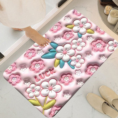 3D Flower Desing Bathroom Rugs Non Slip Bath Mat, Quick-Drying Bathroom Mats Cute Extra Soft Absorbent