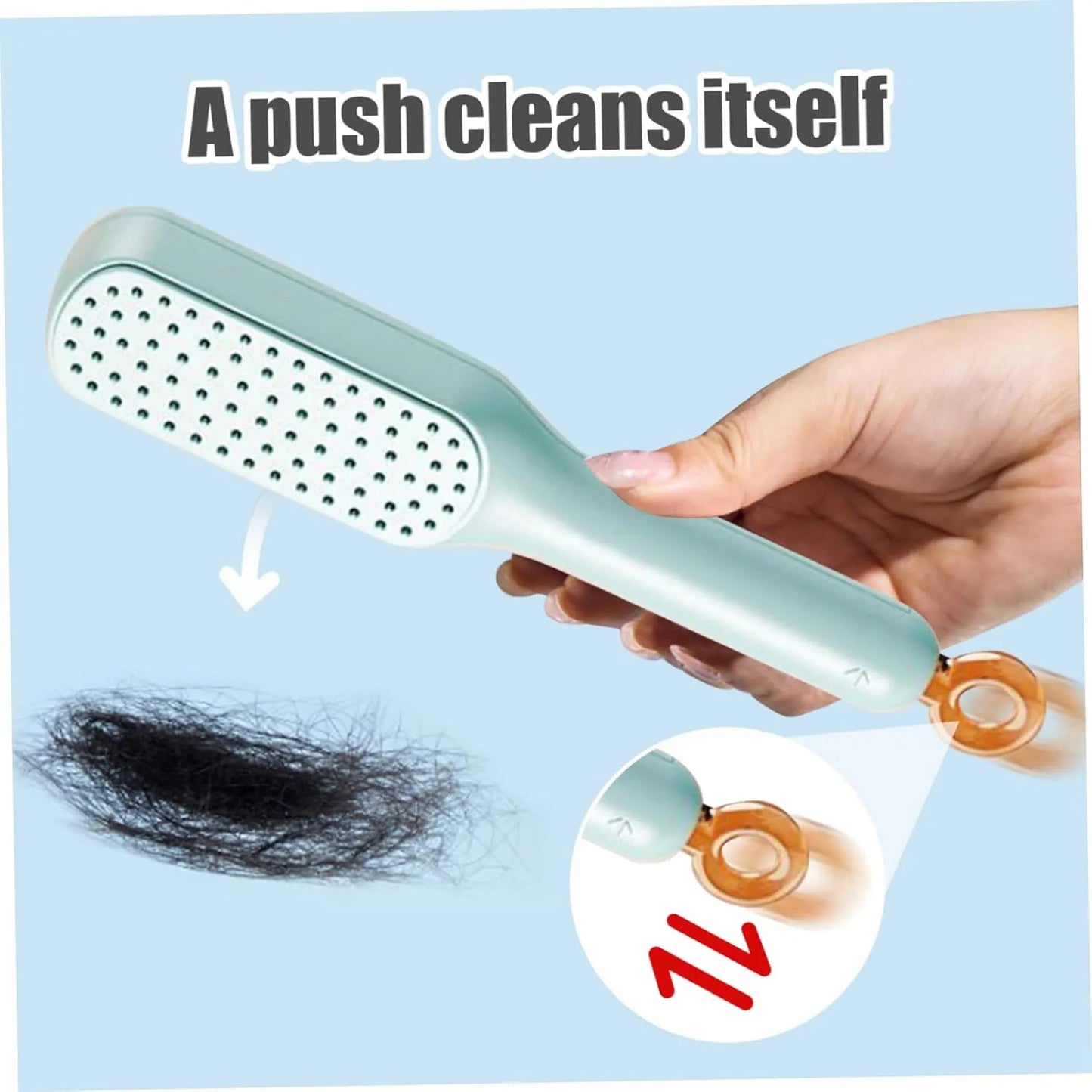 (Pack Of 2 )Self Cleaning Hair Comb Brush