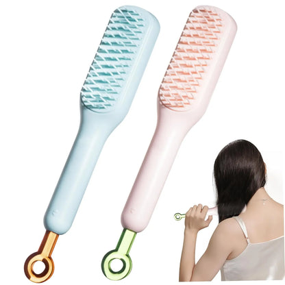 (Pack Of 2 )Self Cleaning Hair Comb Brush