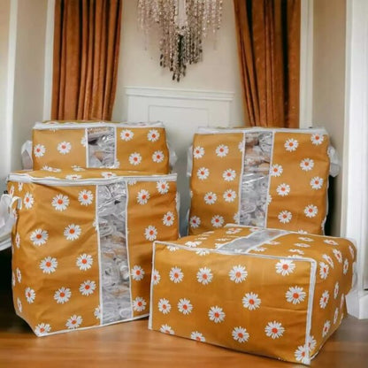 High Quality Flower Printed Storage Bag ( Pack Of 4 )