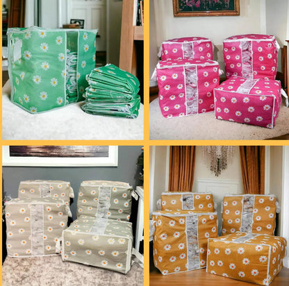 High Quality Flower Printed Storage Bag ( Pack Of 4 )