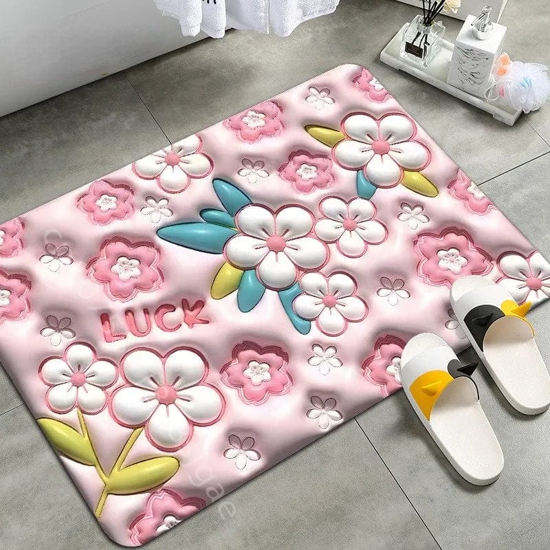 3D Flower Desing Bathroom Rugs, Non Slip Bath Mats, Quick-Drying Bathroom Mats, Cute Extra Soft Absorbent