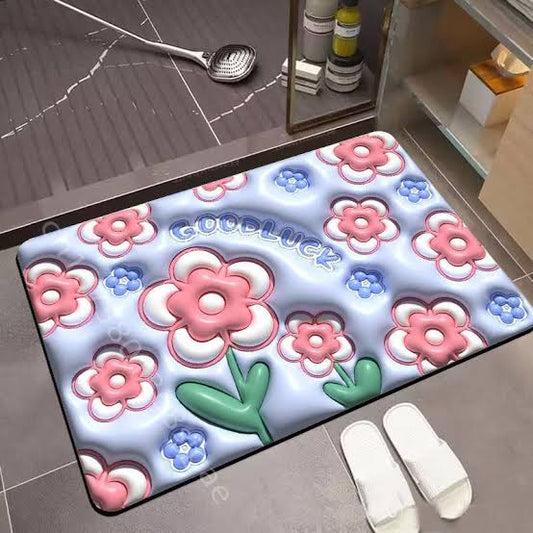 3D Flower Desing Bathroom Rugs, Non Slip Bath Mats, Quick-Drying Bathroom Mats, Cute Extra Soft Absorbent