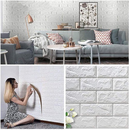 Pack Of 2 3D Brick Wall Self Adhesive Wallpaper Sheets 3mm