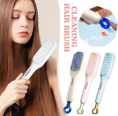 (Pack Of 2 )Self Cleaning Hair Comb Brush