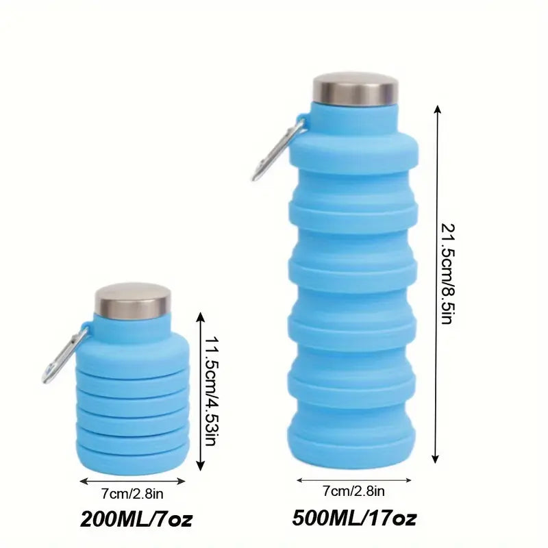 Single Pack, 500Ml Collapsible Water Bottle, Silicone Stretchable Cup, Portable Foldable Travel Water Bottle.