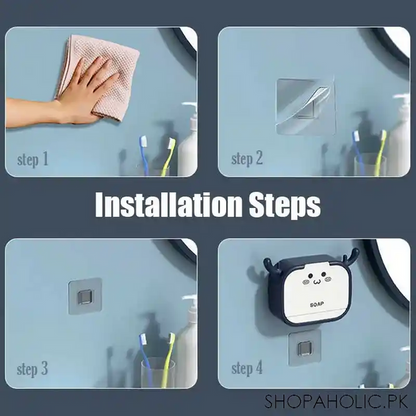 Wall-Mounted Deer-Shaped Soap Box with Flip Drain and Tray